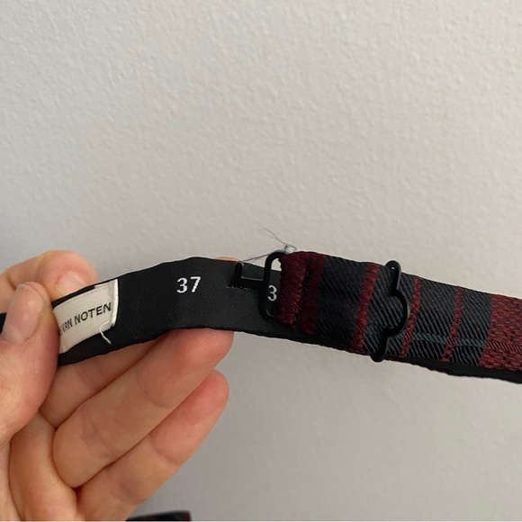 Dries Van Noten Bow Tie Silk Highlander Plaid Red Gray Christmas Adjustable - Picture 8 of 10